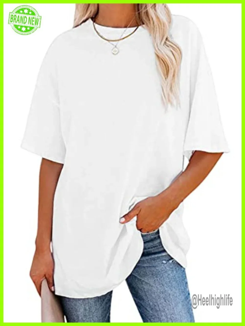 Women's Oversized Tunic T-Shirt Short Sleeve Cotton Blend Loose Fit